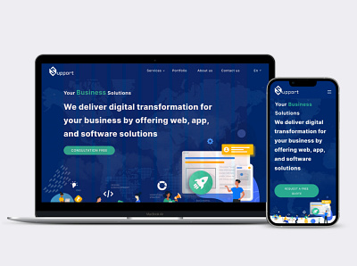 Support Solutions - IT company web page branding ecommerce figma marketplace ui webdesign