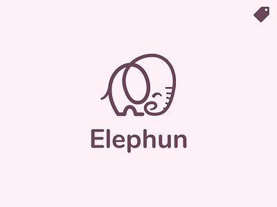 "Elephun" logo template animal logo animal logos branding cartoon cartoon logo elephant funny logo hand drawn logo minimal animal