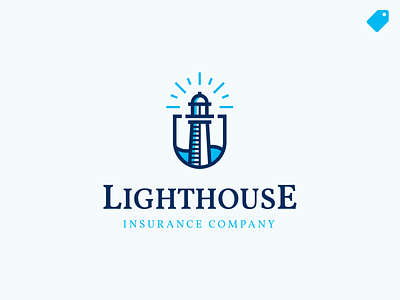 "Lighthouse" logo template branding illustration insurance lighthouse lighthouse logo logo logoforsale