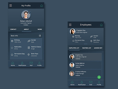 Mobile app profile page android android app design employee industrialdesign list ui mobile ui mobileapp profile design profile page