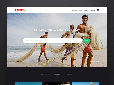 Travel Discovery Platform landing page responsive search travel ui ux