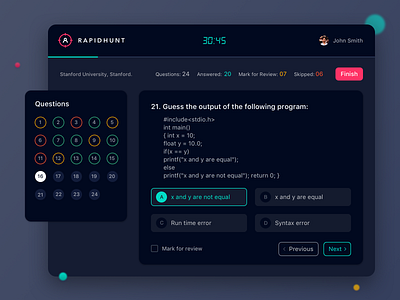 Online Examination Platform UI in React.Js by Rapidops on Dribbble