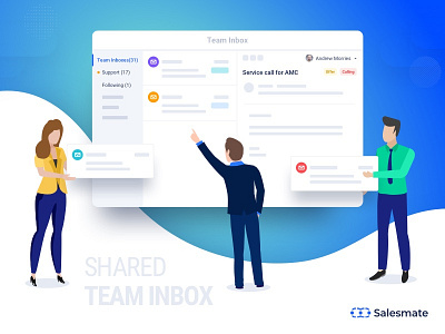 Salesmate Team Inbox crm design illustration inbox salesmate sharedinbox teaminbox ui vector web app