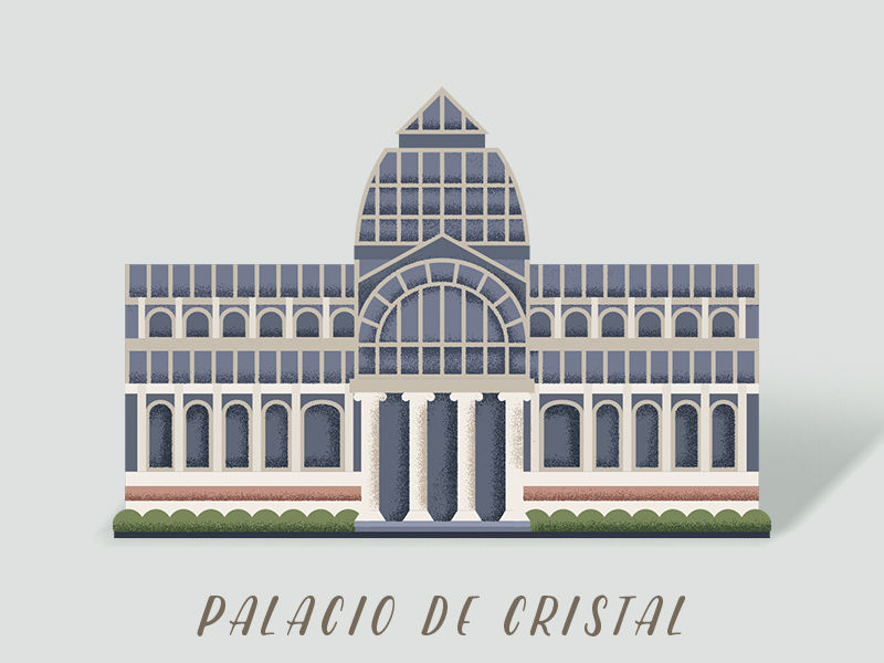 Palacio de Cristal, Madrid cristal heritage illustration madrid palace spain