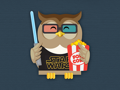 The Owl called Elvis is in the cinema :) character illustration owl vector