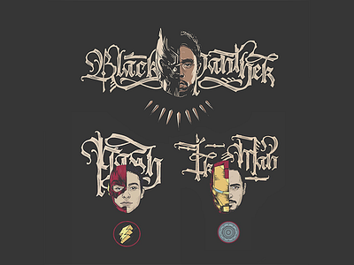 Black Panther, Flash, Iron Man