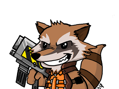 Rocket Raccoon digital art marvel sticker