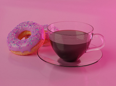 Donut Coffee 3d art 3d artist 3d illustration 3d modeling blender blender3d coffee cup cycles donut modelling pink render