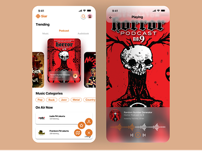 "Siar" Broadcasting Platform Concept app app concept broadcast halloween horror podcast music podcast ui