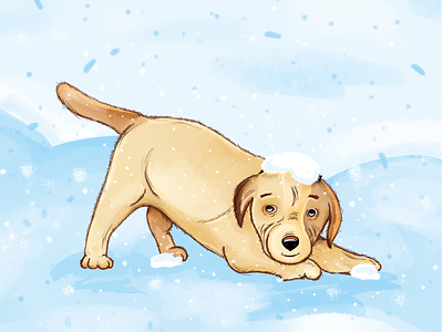 Dog chritmas dog illustration snow winter