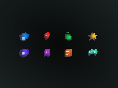 Frosted glass icons - dark