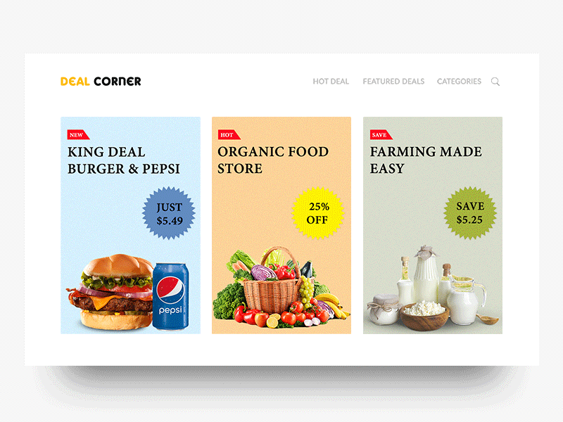 Slider animation design for the deals website coupon deal deals discountoffers food grocery offfers rewards