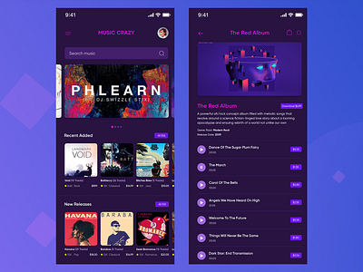 Music App buy music download music listen music music music album ui ux