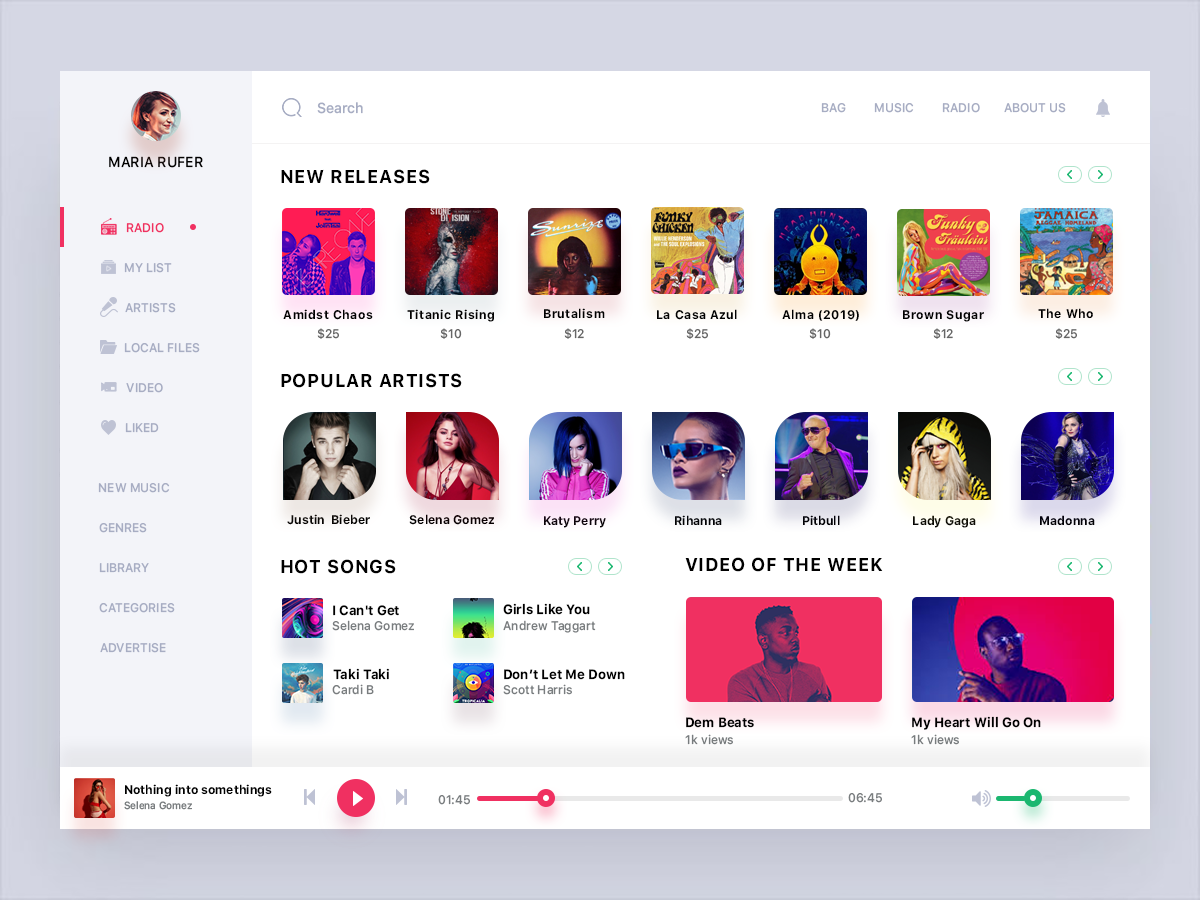 Music Dashboard by Nilesh Dubey for MindInventory on Dribbble