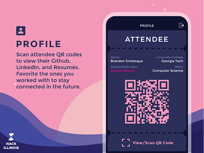 HackIllinois 2018 mobile app (profile page)