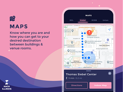 HackIllinois 2018 Mobile App (map page) hackathon mobile app mobile ui mobile ux uiux