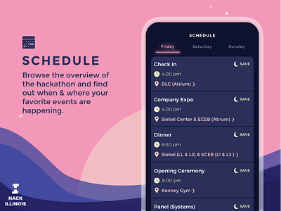 HackIllinois 2018 Mobile App (schedule page) hackathon mobile app mobile ui uiux