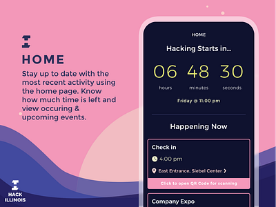 HackIllinois 2018 Mobile App (home page) hackathon mobile app mobile app design mobile ui uiux