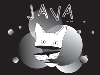 Java black and white cat character illustration illustrator
