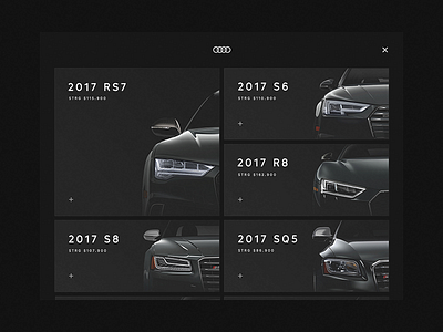 Blakk Catalog - Sidelist audi auto car concept dark list menu models presentation redesign tablet ui