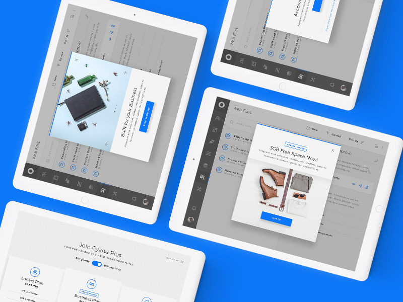 Cyane UI Kit - Web Business & Teams App UI Kit files list search calendar admin pop-up interactive ux ui desktop charts dark