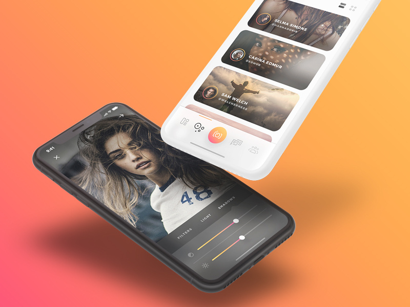 Arnelle UI Kit - iOS Stories App UI Kit gold iphone x ios ux ui app media gallery chat messages stories