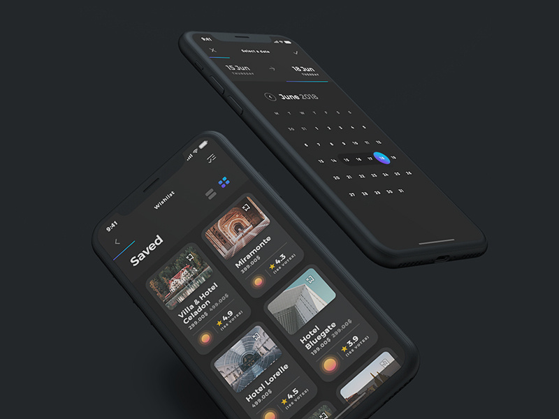 Sofia UI Kit - Dark Mode travel calendar clean dark iphone x interactive minimal app ui elements ux minimal uidesign ui