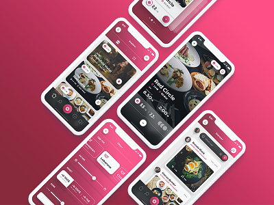Scarlett - iOS Restaurants & Food App UI Kit clean dark filters flat food app iphonex minimal red restaurant app ui ui elements ui-design uidesign ux