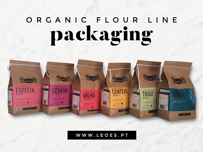 Leões Organic Flour Packaging branding design organic packaging rebranding visual design