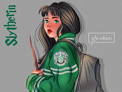 Slytherin girl! graphics illustration sketch slytherin