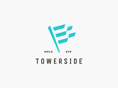 Towerside Logo | Concept branding flag flag pole flagpole identity logo logomark mark neighborhood ribbons