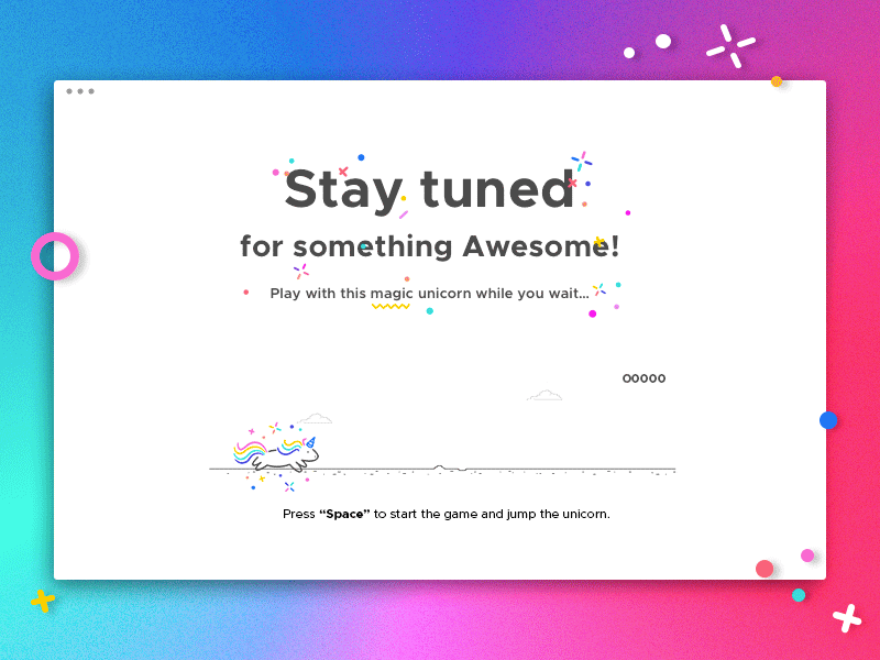 Stay tuned! game transitional page unicorn