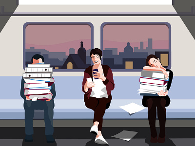 Illustration for the Product page of Kontist cityguide illustration illustrator people train vector