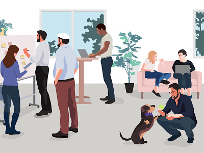 Kontist Career Page Header co working illustration illustrator kontist office people team vector