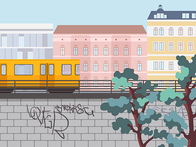 Kontist Career Page Illustration berlin city illustration illustrator kontist landscape metro subway train vector