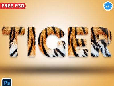 Tiger Fur Text Effect | Free PSD adobe photoshop animation effect free download freebies furry text graphic design graphics illustration logo design mockup motion graphics photoshop text text effect tiger tiger fur tiger text typography vector