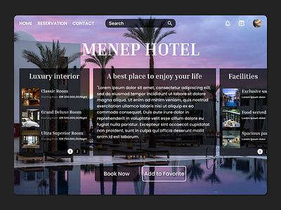 Hotel Web UI Design app branding design graphic design illustration logo typography ui ux vector