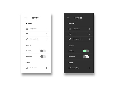 Daily UI 007 | Settings dailyui mobile mobile design settings ui uidesign ux uxdesign