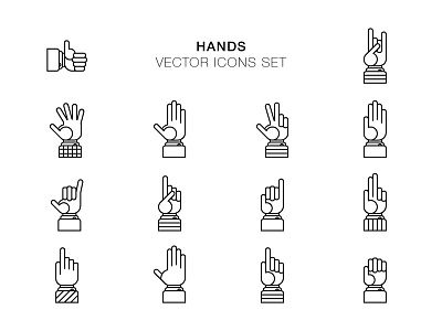 Hands hands line set vector