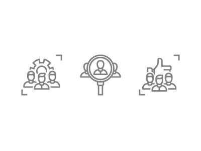 Searching for candidates — icons candidates gear icons like people recruitment scale searching selection ui vector