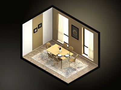 Dinning room 3d design graphic design illustration