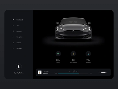 Daily UI 034 Car Interface ac app car car interface challenge concept dailyui dailyui034 design interface player scent smart car smart home temperature tesla ui ui elements ux web app