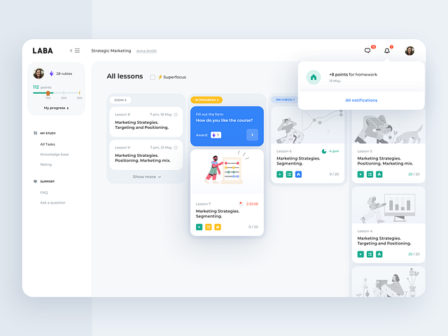 LMS dashboard by Olga Chernenka on Dribbble