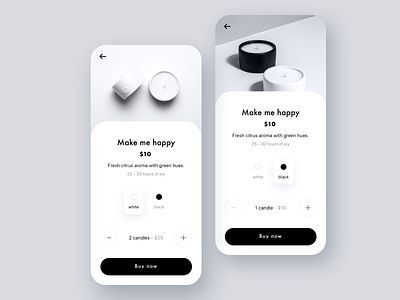 Daily UI 012 E-Commerce Shop app application aroma bw candle challenge dailyui dailyui013 design ecommerce mobile mobileapp onlineshop shop ui ui design ux
