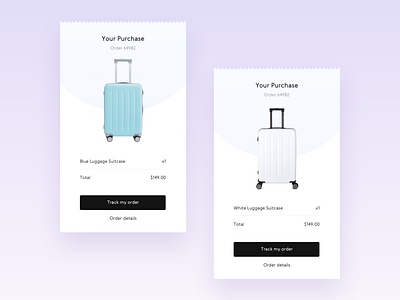 Daily UI 017 Email Receipt bill cart check clean dailyui dailyui017 design ecommerce interface luggage mail product receipt simple suitcase ticket travel trip ui wmail