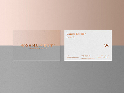 W and branding bronze business cards foil identity printing w