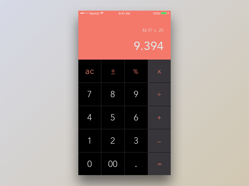 Daily Ui #004 ui orange simple clean calculator dailyui