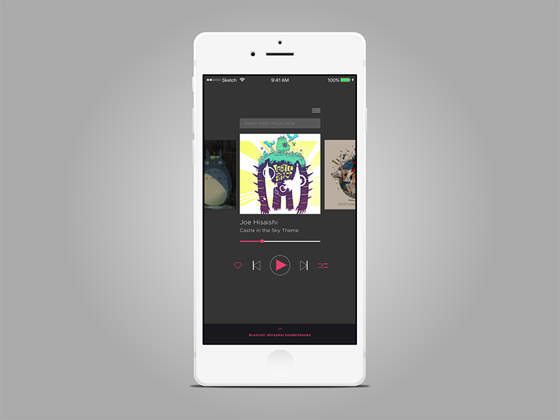 Daily Ui #009 totoro iphone player music ui dailyui