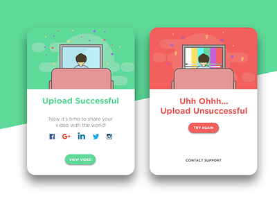 Daily Ui #011 card dailyui green illustration message red round ui upload video