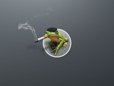 Madfrog Design cigarette french frog mascot photoshop montage